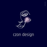 czon design logo type, outlined girl with text below