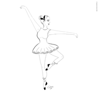 A ballerina in an invented pose made in black and white