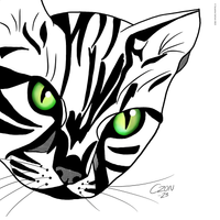 A majestic bengal cat in black and white with emerald green eyes