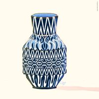 Vase in blue and white